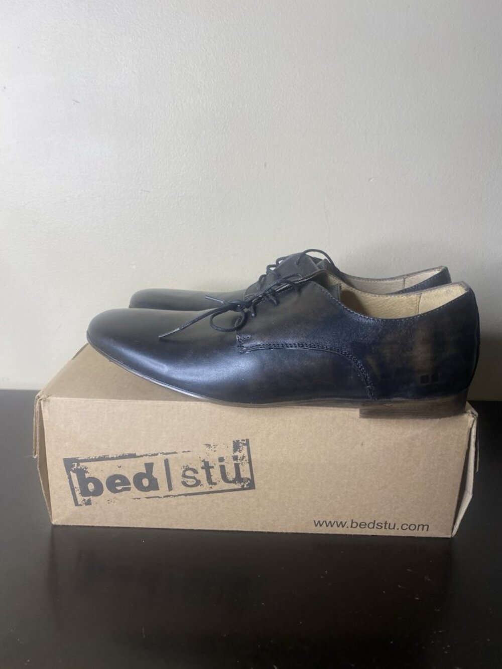 Bed|Stu Newman Black Hand Wash Mens Leather Shoes Oxfords Size 13 Mens